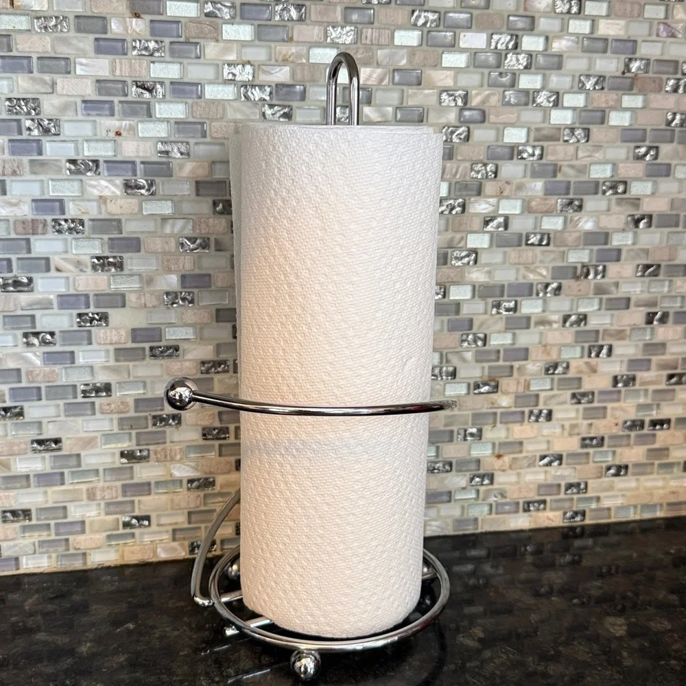 Silver Stainless Steel Countertop Paper Towel Holder
